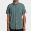 RVCA Men's Cassidy Stripe Short Sleeve Shirt