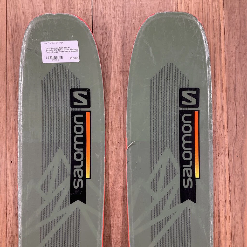 2022 Salomon QST 106 W/ Armada Warden 13 Demo Bindings 2022 Salomon QST 106 W/ Armada Warden 13 Demo Bindings